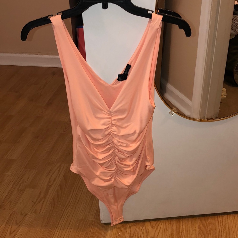 Peach scrunched bodysuit